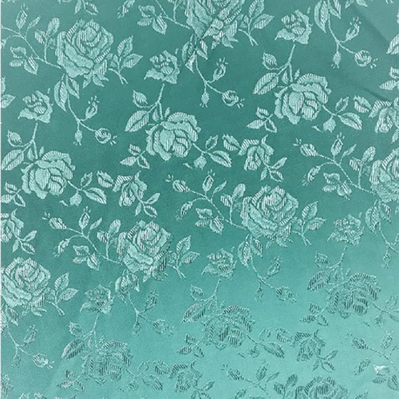 1 Yard Aqua Rose Floral Jacquard Satin Fabric 60 Inch Wide Double Sided Polyester Brocade Fabric Upholstery Dress Craft Fabric